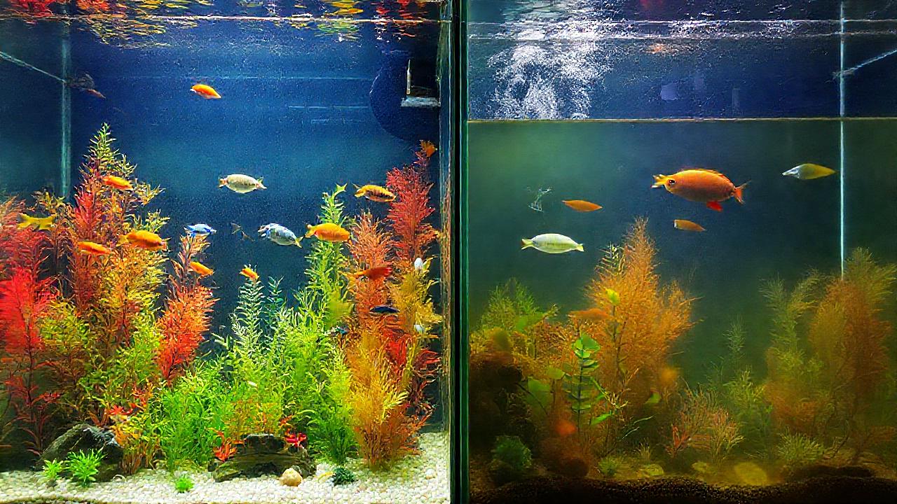 El acuario muestra contrastes entre agua clara y turbia
