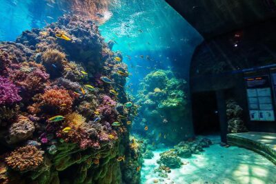 Un acuario tropical muestra vida vibrante