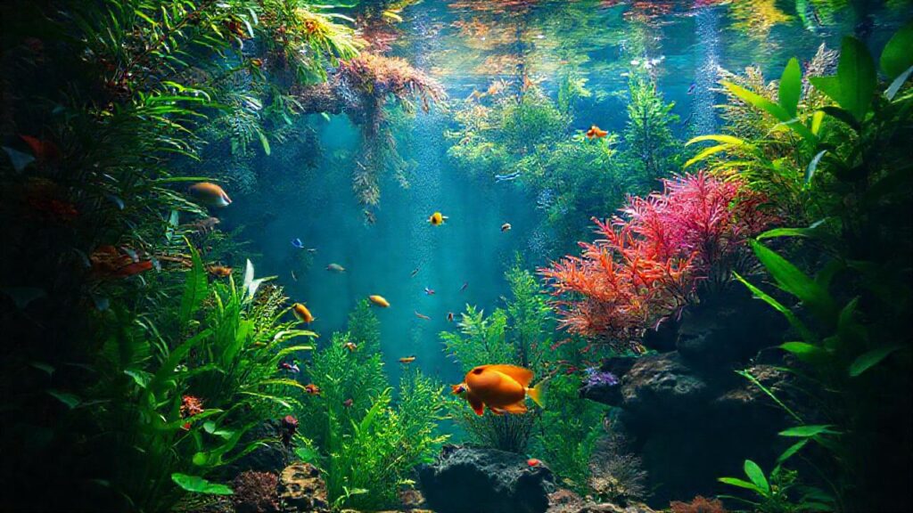 Un acuario tropical vibrante y sereno