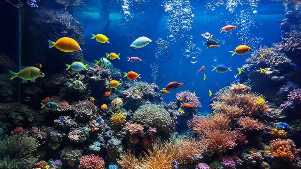 Un acuario tropical vibrante y detallado