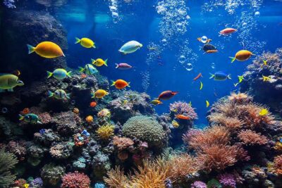 Un acuario tropical vibrante y detallado