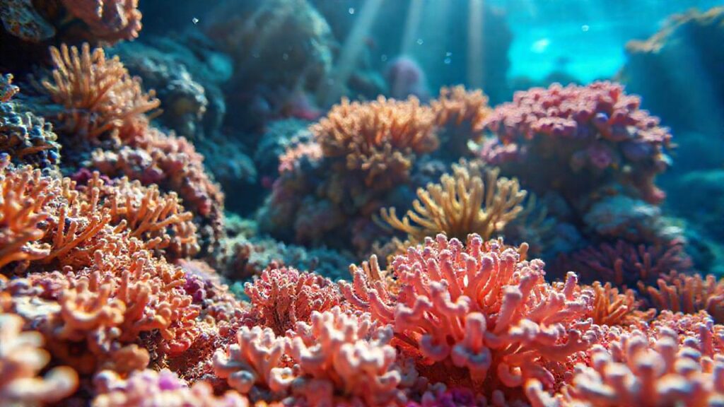 Arrecife de coral vibrante bajo el sol