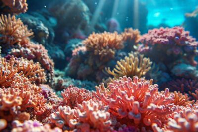 Arrecife de coral vibrante bajo el sol