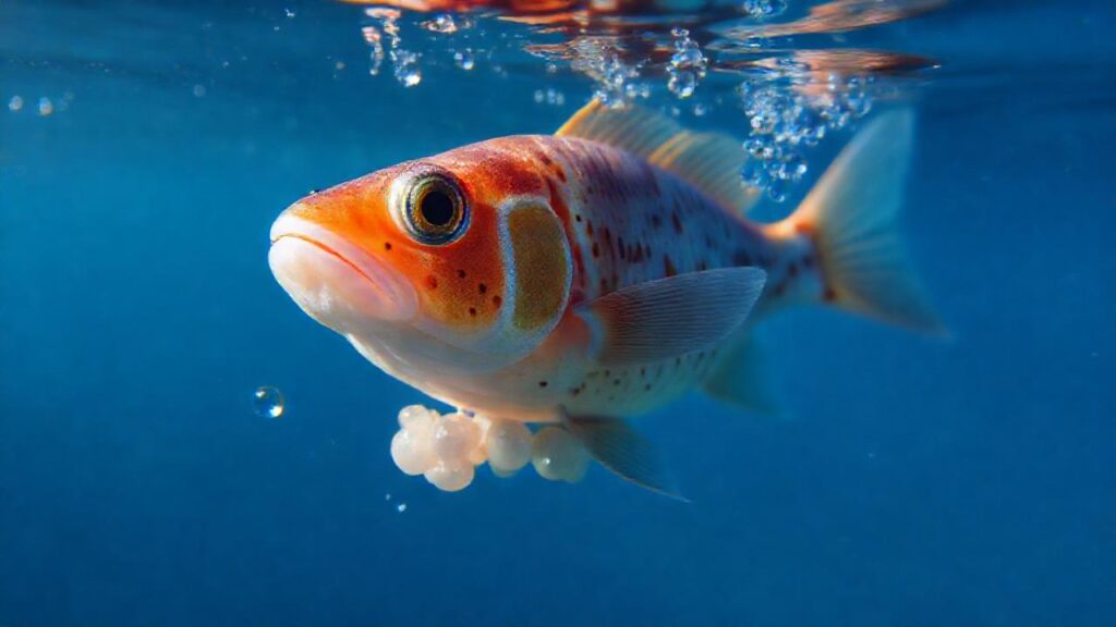 Peces femeninas vibrantes flotan en calma