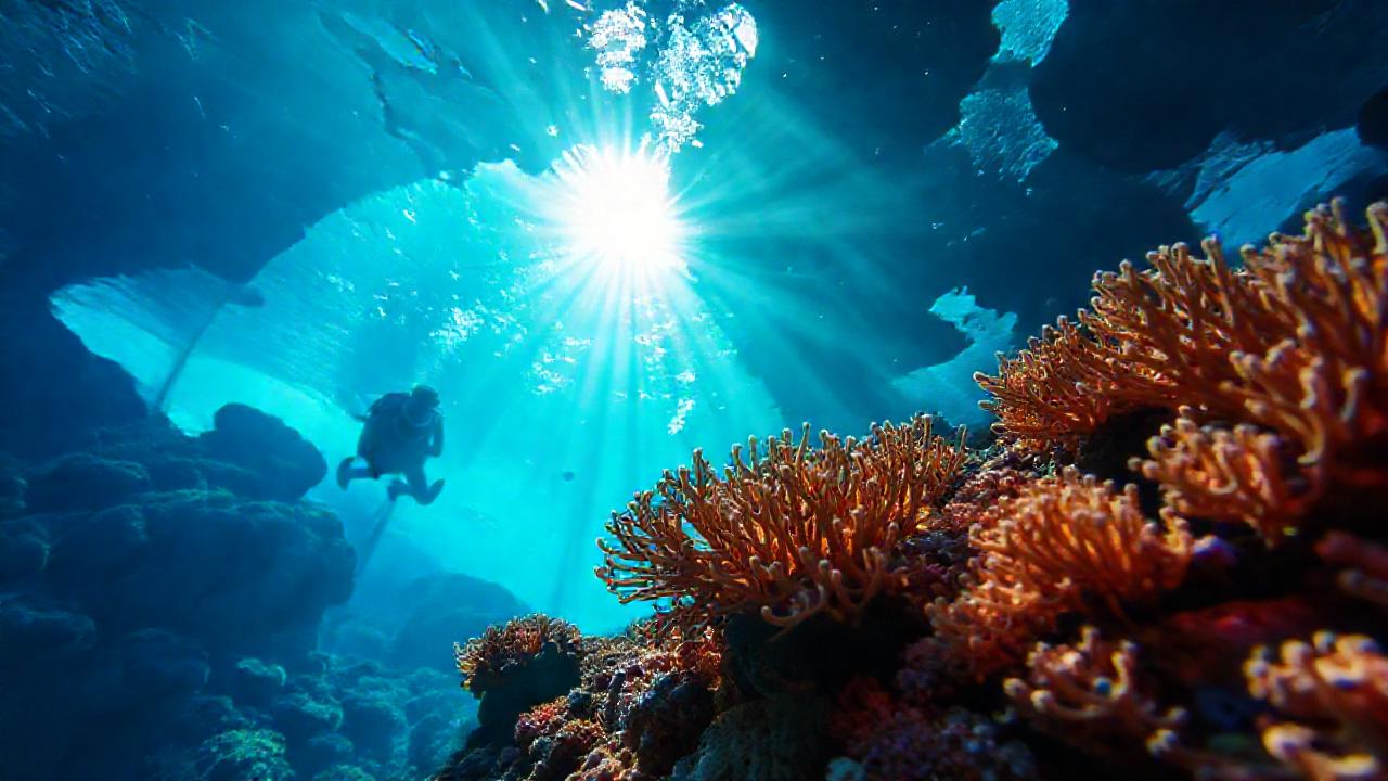 Coral submarino, luz y observación