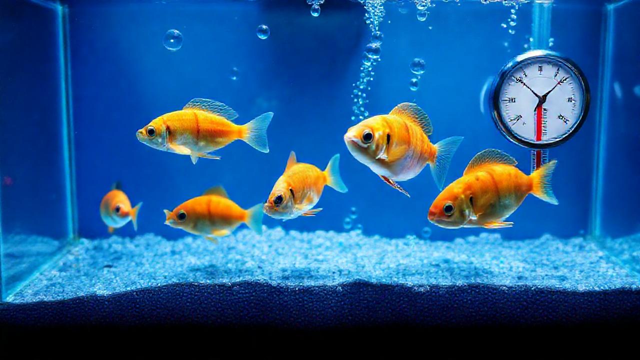 Un acuario tranquilo mide temperatura azul