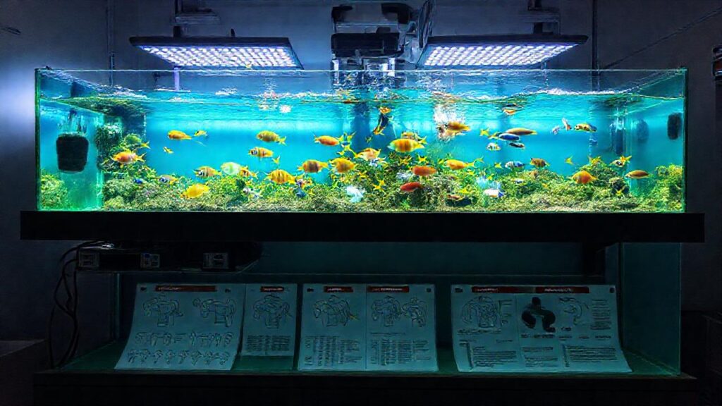Un acuario submarino exhibe vida colorida