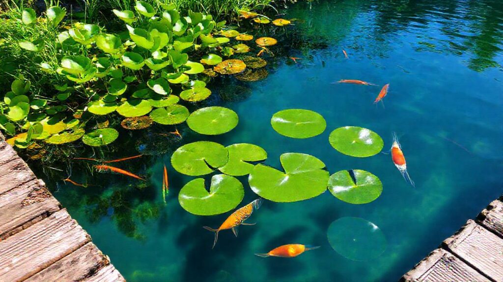 Un lago tranquilo y colorido
