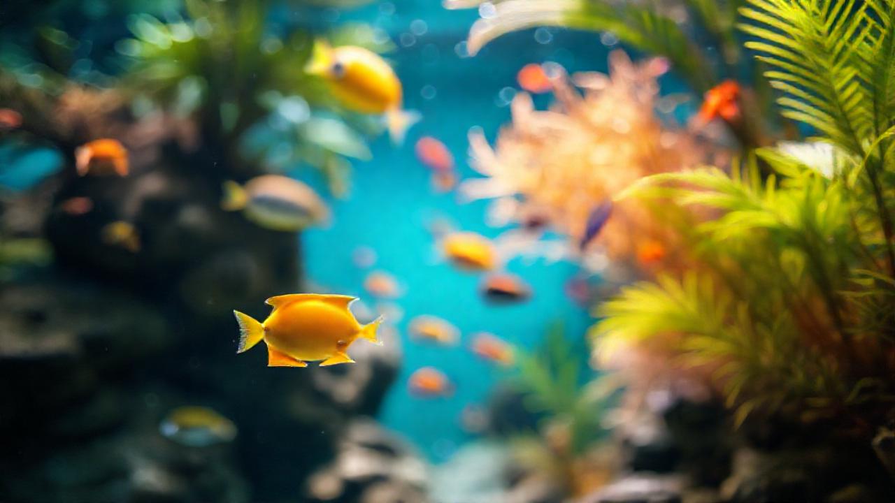 Un acuario tropical, sereno y vibrante