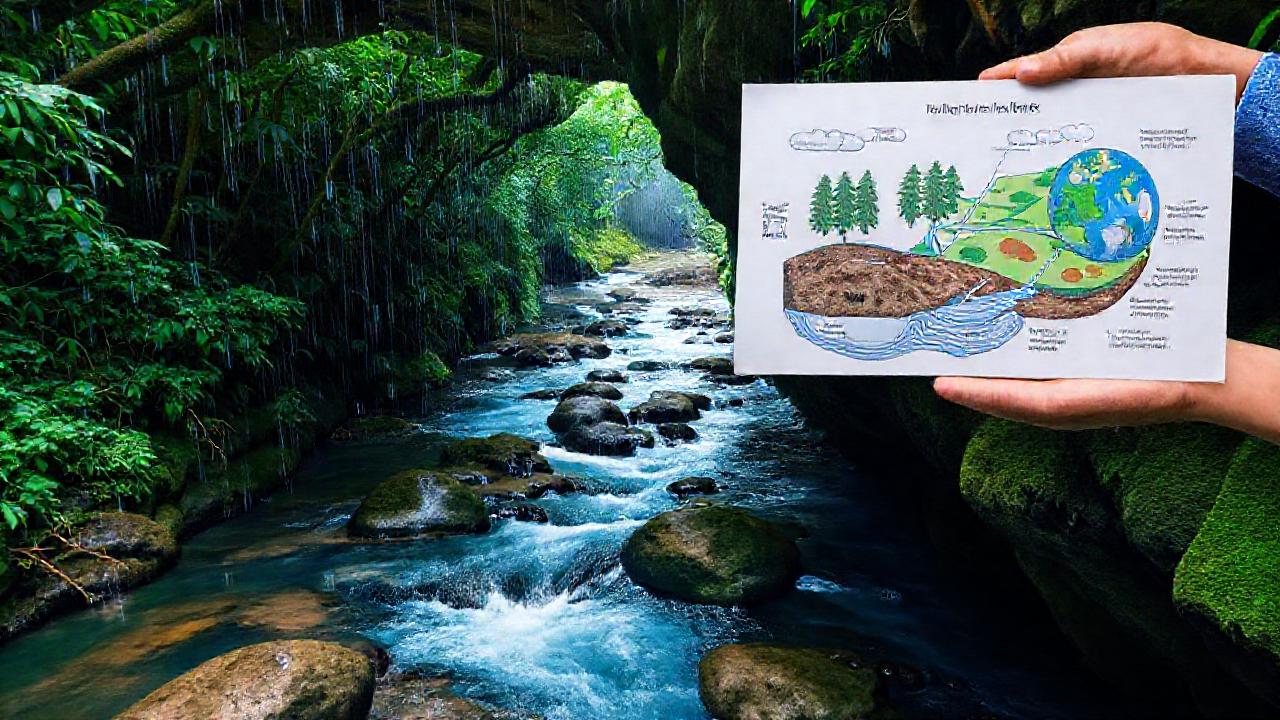 Un diagrama educativo ilustra el ciclo del agua