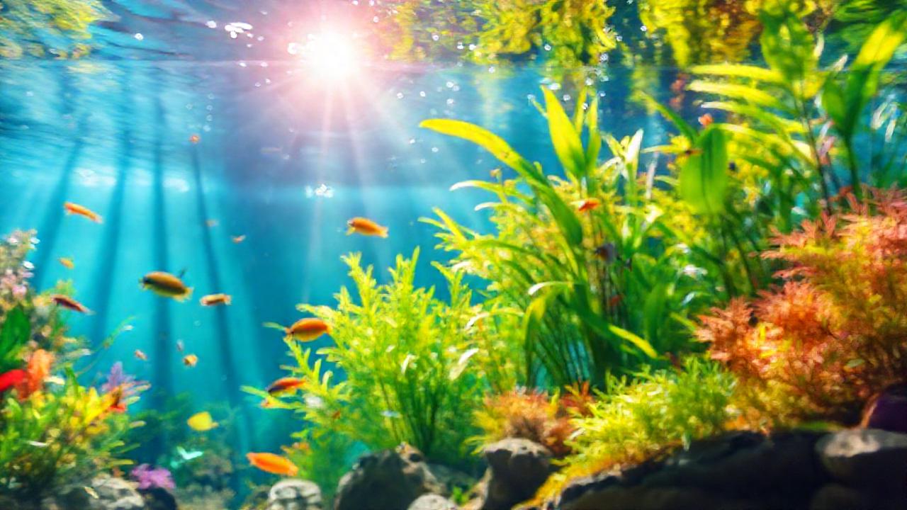 Un acuario tropical vibrante y luminoso