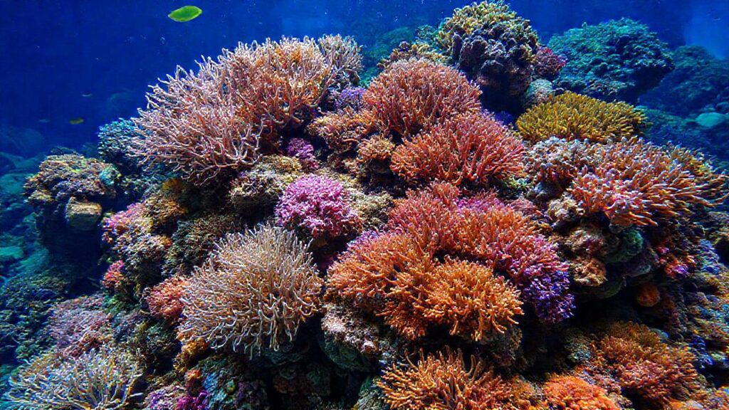 El coral vibrante en acuario es bello