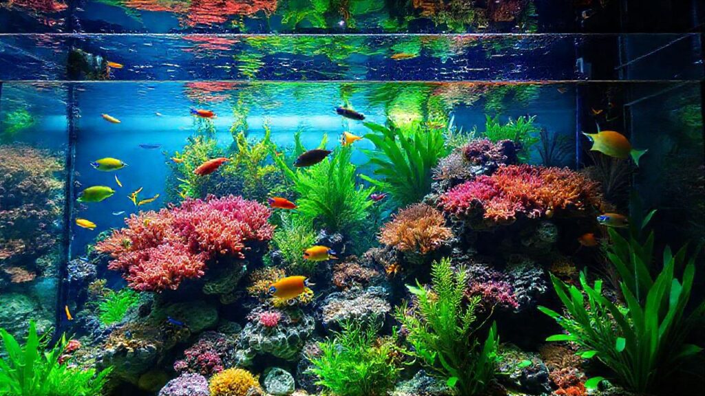 Un acuario tropical hermoso y sereno