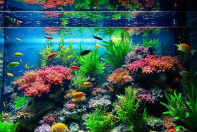 Un acuario tropical hermoso y sereno
