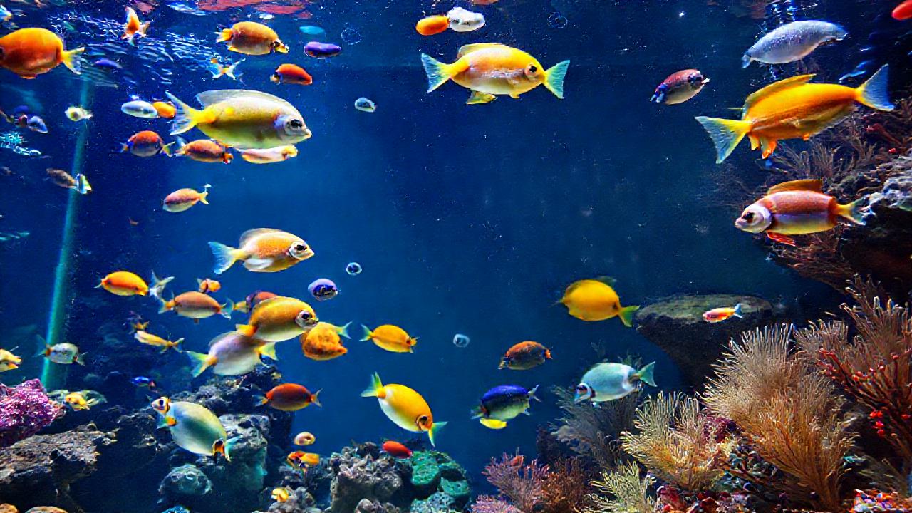 El acuario exhibe peces coloridos y vibrantes