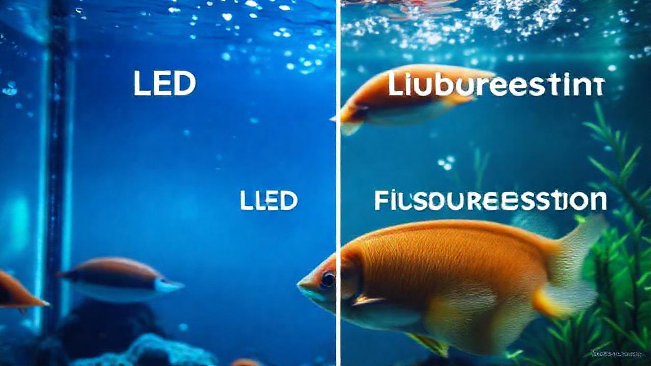 Un gráfico compara acuarios LED y fluorescentes