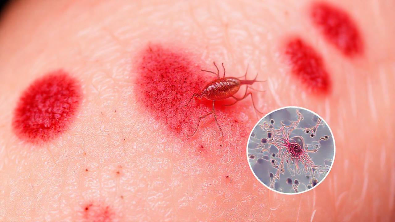 Rash microscópico en piel detallada