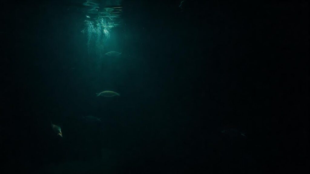 Un acuario oscuro con vida inquietante