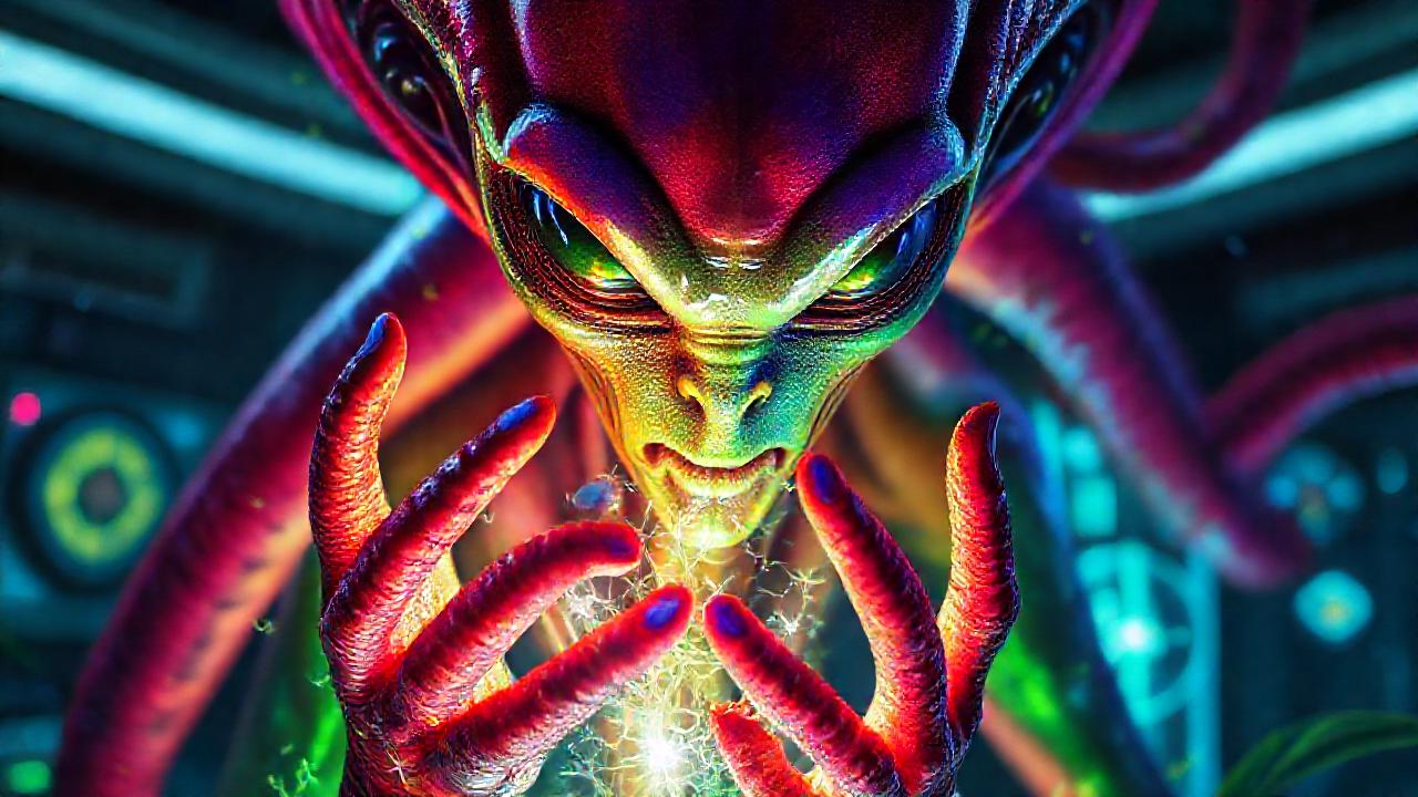 Transformación alienígena brillante y serena
