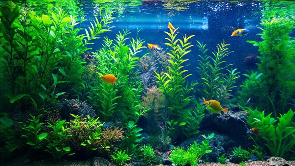 Un acuario tropical vibrante y claro