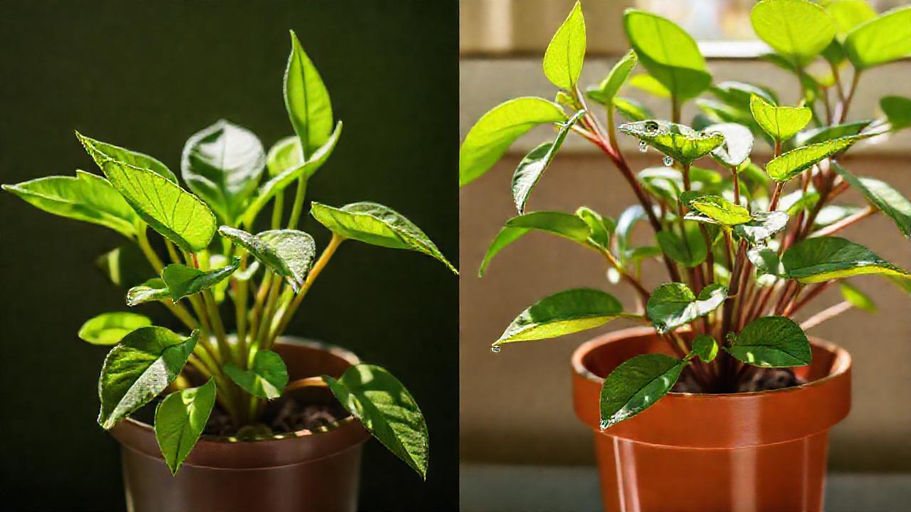 La planta prosperó con luz y agua