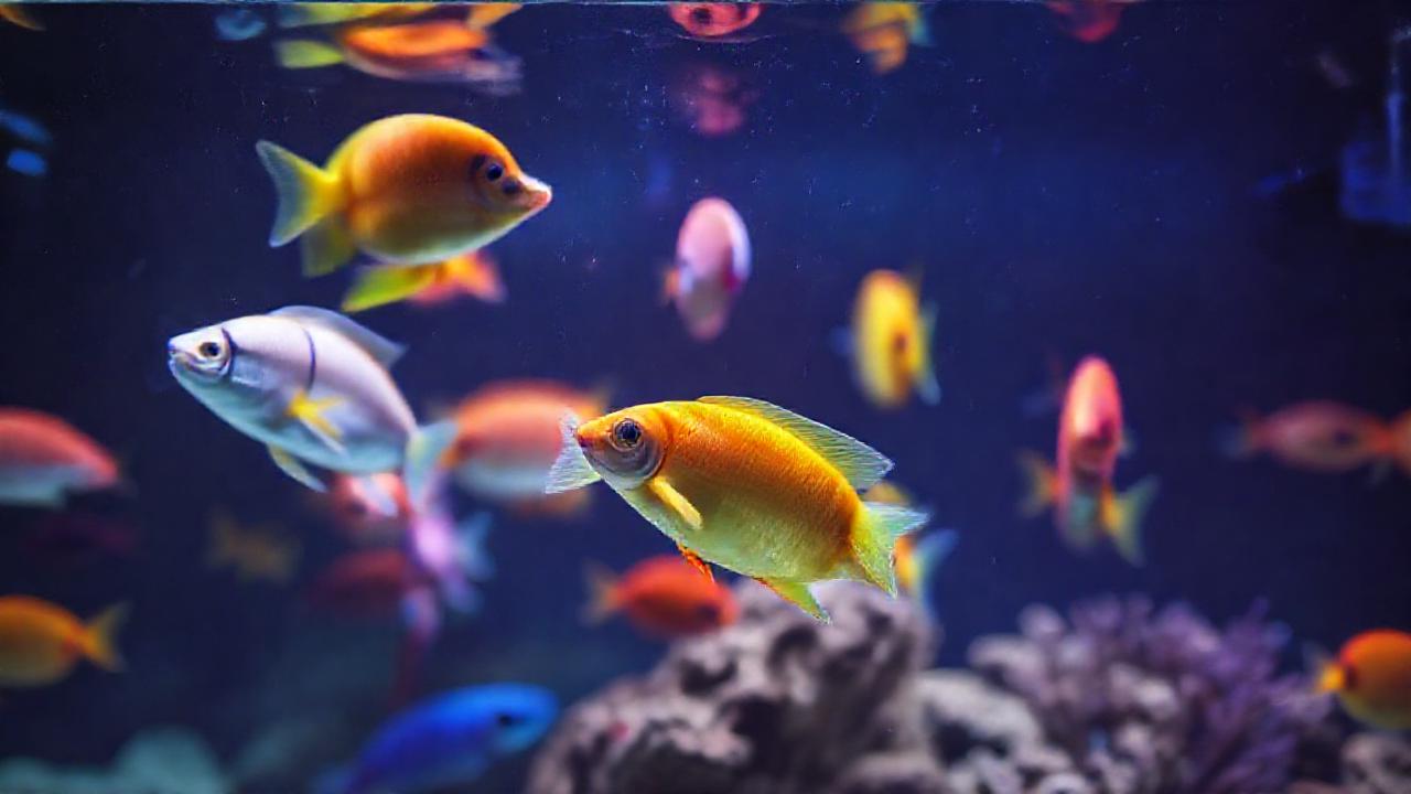 Un acuario moderno muestra peces coloridos