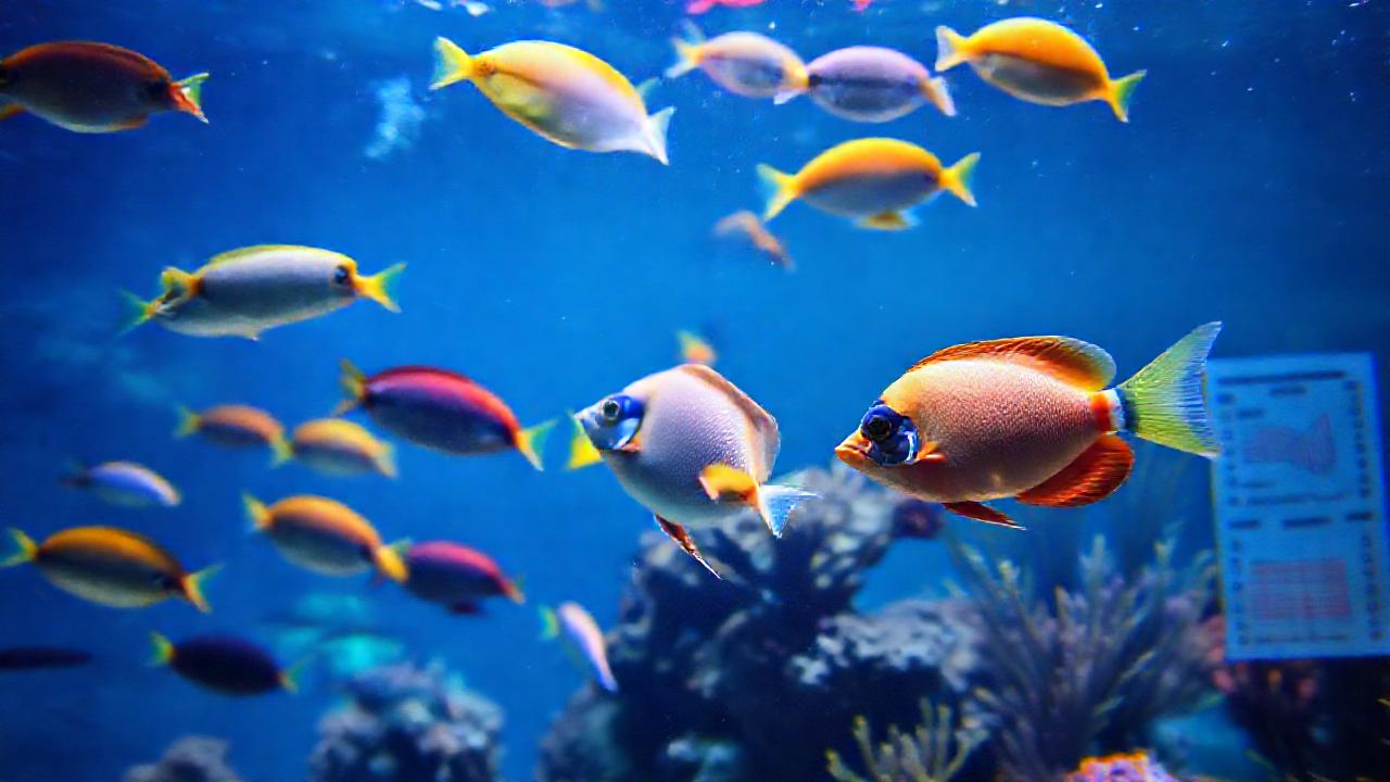 Investigador monitorea peces saludables en acuario