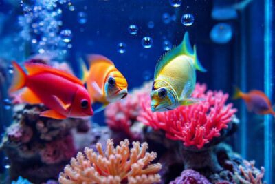 Un acuario pequeño exhibe vida vibrante