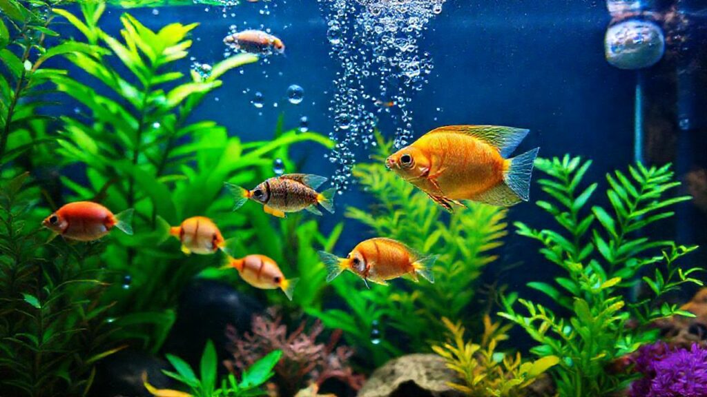 Un acuario tropical sano y colorido
