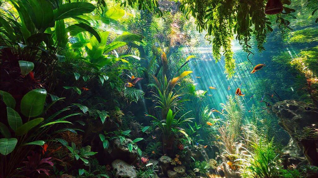 Un acuario tropical vibrante y sereno