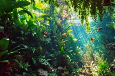 Un acuario tropical vibrante y sereno