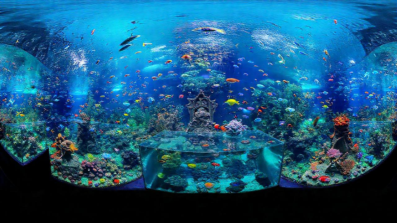 Un acuario panorámico ofrece una visión clara