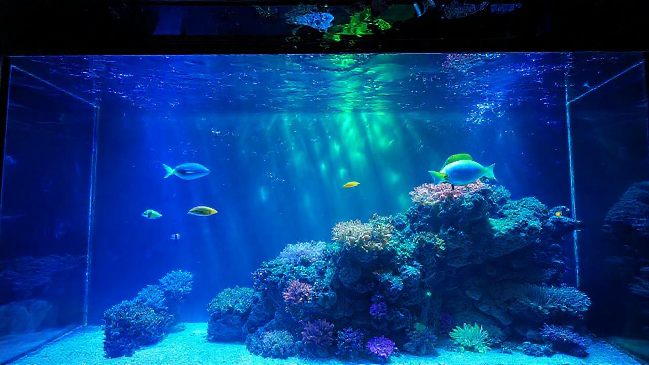 Un acuario futurista brilla intensamente