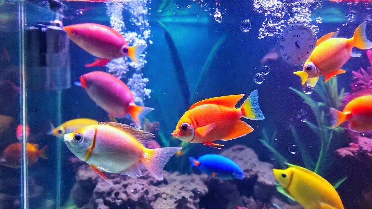 Un acuario tropical muestra vida vibrante