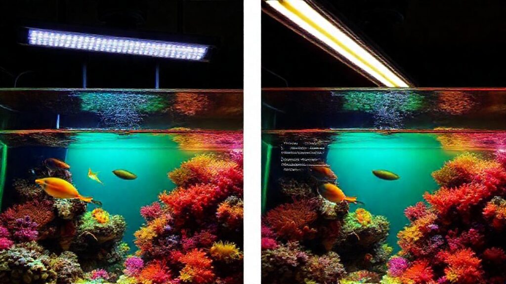 El acuario muestra colores vibrantes y luz