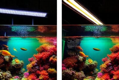 El acuario muestra colores vibrantes y luz