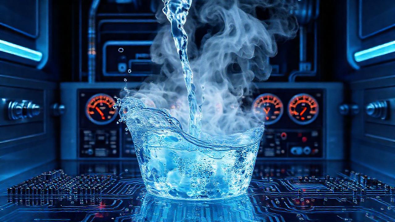 Laboratorio futurista con agua fría