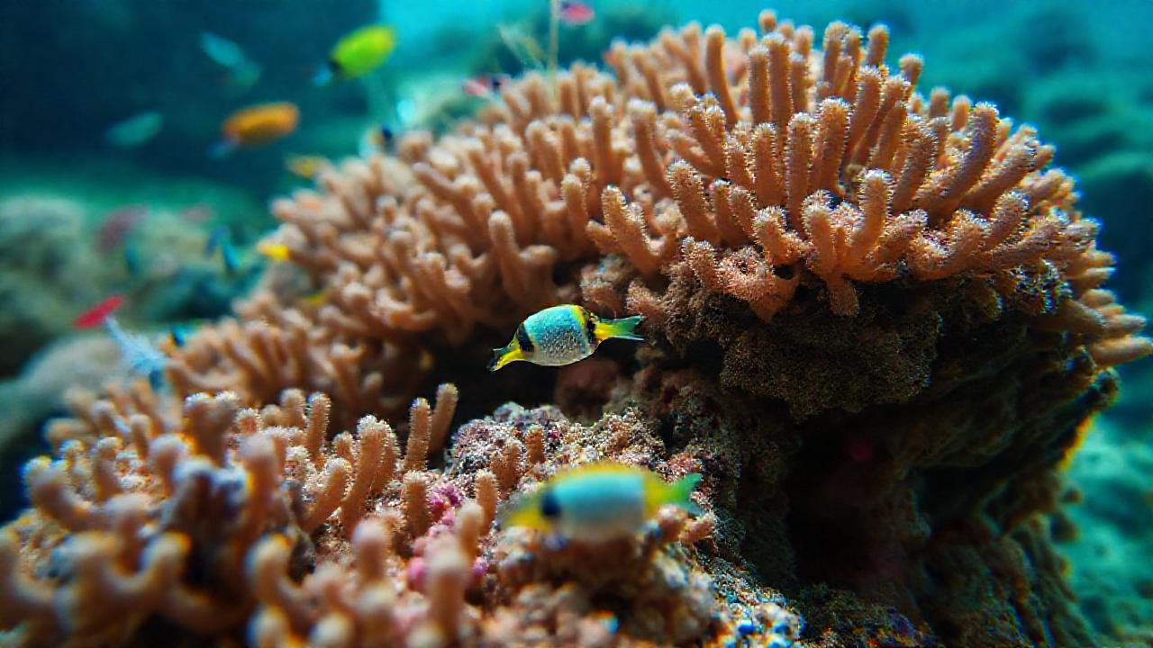 Coral vibrante, peces jóvenes, belleza acuática