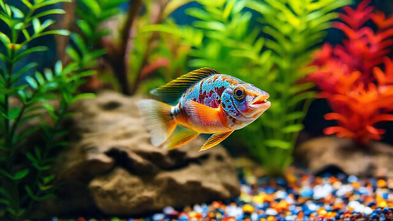 Un acuario tropical vibrante y feliz