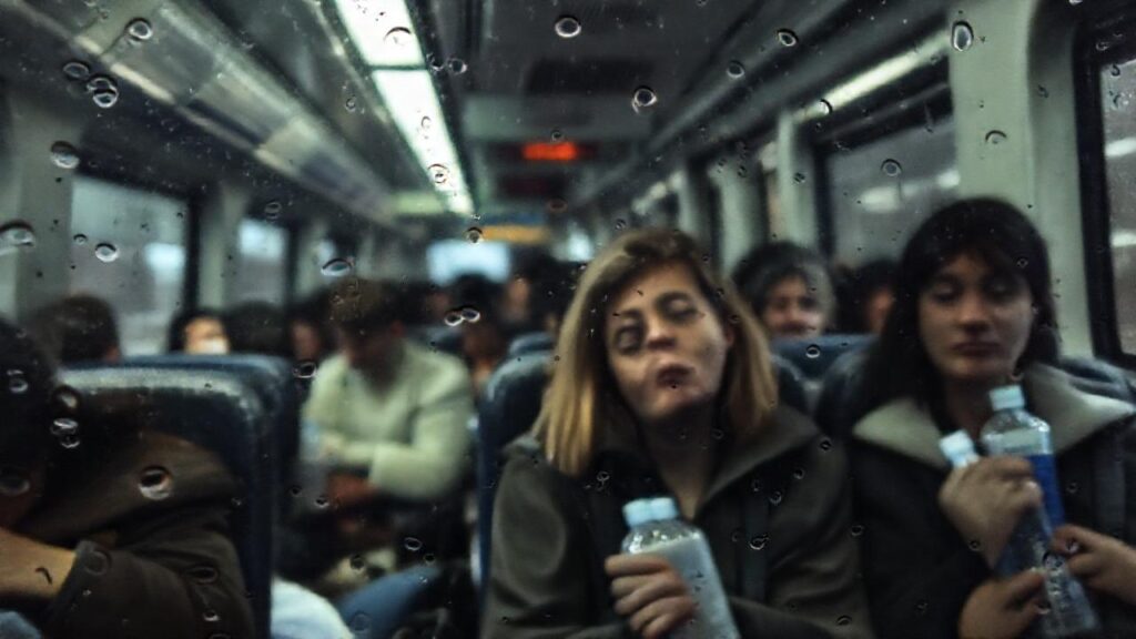 Un tren concurrido y aburrido