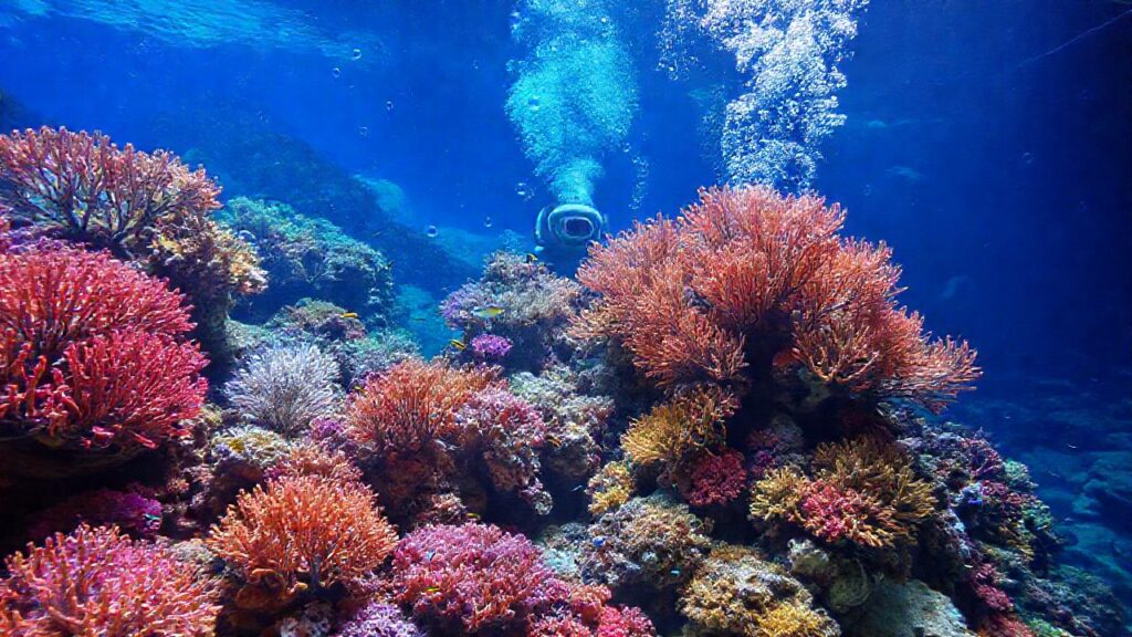 Un acuario de coral muestra vida